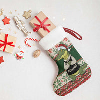 Funny Christmas Alligator Santa Christmas Stocking Knitted Pattern - Wonder Print Shop