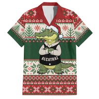 Funny Christmas Alligator Santa Family Matching Puletasi and Hawaiian Shirt Knitted Pattern - Wonder Print Shop