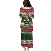 Funny Christmas Alligator Santa Family Matching Puletasi and Hawaiian Shirt Knitted Pattern - Wonder Print Shop