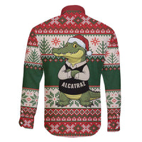 Funny Christmas Alligator Santa Family Matching Short Sleeve Bodycon Dress and Hawaiian Shirt Knitted Pattern - Wonder Print Shop