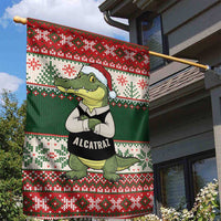 Funny Christmas Alligator Santa Garden Flag Knitted Pattern - Wonder Print Shop
