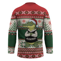 Funny Christmas Alligator Santa Hockey Jersey Knitted Pattern - Wonder Print Shop