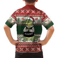 Funny Christmas Alligator Santa Kid Hawaiian Shirt Knitted Pattern - Wonder Print Shop