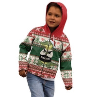 Funny Christmas Alligator Santa Kid Hoodie Knitted Pattern - Wonder Print Shop