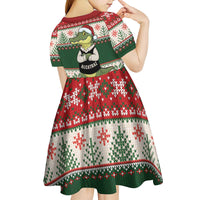 Funny Christmas Alligator Santa Kid Short Sleeve Dress Knitted Pattern - Wonder Print Shop