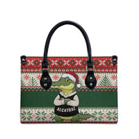 Funny Christmas Alligator Santa Leather Bag Knitted Pattern - Wonder Print Shop