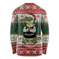 Funny Christmas Alligator Santa Long Sleeve Shirt Knitted Pattern - Wonder Print Shop