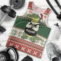 Funny Christmas Alligator Santa Men Tank Top Knitted Pattern - Wonder Print Shop