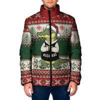 Funny Christmas Alligator Santa Padded Jacket Knitted Pattern - Wonder Print Shop