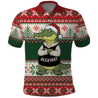 Funny Christmas Alligator Santa Polo Shirt Knitted Pattern - Wonder Print Shop