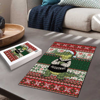 Funny Christmas Alligator Santa Puzzle Knitted Pattern - Wonder Print Shop