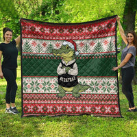 Funny Christmas Alligator Santa Quilt Knitted Pattern - Wonder Print Shop