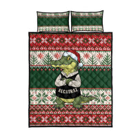 Funny Christmas Alligator Santa Quilt Bed Set Knitted Pattern - Wonder Print Shop