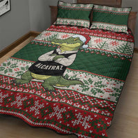 Funny Christmas Alligator Santa Quilt Bed Set Knitted Pattern - Wonder Print Shop