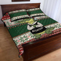 Funny Christmas Alligator Santa Quilt Bed Set Knitted Pattern - Wonder Print Shop