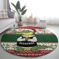 Funny Christmas Alligator Santa Round Carpet Knitted Pattern - Wonder Print Shop