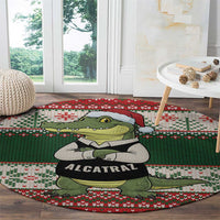 Funny Christmas Alligator Santa Round Carpet Knitted Pattern - Wonder Print Shop