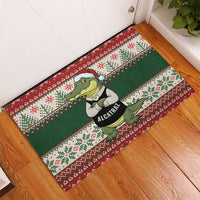 Funny Christmas Alligator Santa Rubber Doormat Knitted Pattern - Wonder Print Shop