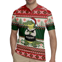 Funny Christmas Alligator Santa Rugby Jersey Knitted Pattern - Wonder Print Shop