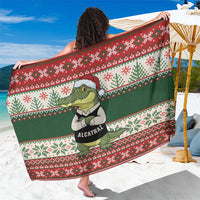 Funny Christmas Alligator Santa Sarong Knitted Pattern - Wonder Print Shop