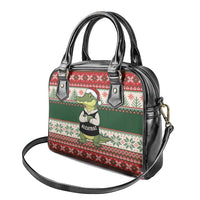 Funny Christmas Alligator Santa Shoulder Handbag Knitted Pattern - Wonder Print Shop