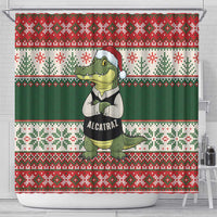 Funny Christmas Alligator Santa Shower Curtain Knitted Pattern - Wonder Print Shop