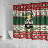 Funny Christmas Alligator Santa Shower Curtain Knitted Pattern - Wonder Print Shop