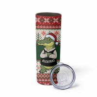 Funny Christmas Alligator Santa Skinny Tumbler Knitted Pattern - Wonder Print Shop