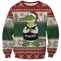 Funny Christmas Alligator Santa Sweatshirt Knitted Pattern - Wonder Print Shop