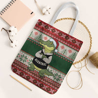 Funny Christmas Alligator Santa Tote Bag Knitted Pattern - Wonder Print Shop