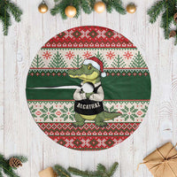 Funny Christmas Alligator Santa Tree Skirt Knitted Pattern - Wonder Print Shop