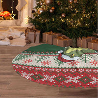 Funny Christmas Alligator Santa Tree Skirt Knitted Pattern - Wonder Print Shop