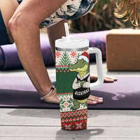 Funny Christmas Alligator Santa Tumbler With Handle Knitted Pattern - Wonder Print Shop