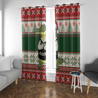 Funny Christmas Alligator Santa Window Curtain Knitted Pattern - Wonder Print Shop