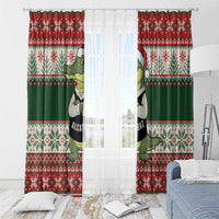 Funny Christmas Alligator Santa Window Curtain Knitted Pattern - Wonder Print Shop