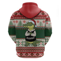 Funny Christmas Alligator Santa Zip Hoodie Knitted Pattern - Wonder Print Shop