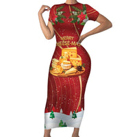 Merry Cheesemas Short Sleeve Bodycon Dress Switzerland Frohe Weihnachten - Wonder Print Shop