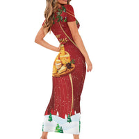 Merry Cheesemas Short Sleeve Bodycon Dress Switzerland Frohe Weihnachten - Wonder Print Shop