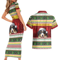 Merry Swissmas Bernese Mountain Dog Couples Matching Short Sleeve Bodycon Dress and Hawaiian Shirt Switzerland Christmas Pattern LT9 - Wonder Print Shop