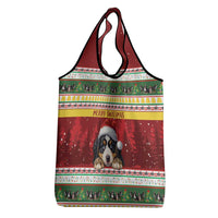 Merry Swissmas Bernese Mountain Dog Grocery Bag Switzerland Christmas Pattern