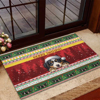 Merry Swissmas Bernese Mountain Dog Rubber Doormat Switzerland Christmas Pattern - Wonder Print Shop