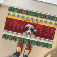 Merry Swissmas Bernese Mountain Dog Rubber Doormat Switzerland Christmas Pattern - Wonder Print Shop