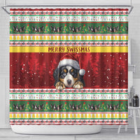 Merry Swissmas Bernese Mountain Dog Shower Curtain Switzerland Christmas Pattern