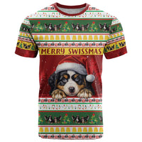 Merry Swissmas Bernese Mountain Dog T Shirt Switzerland Christmas Pattern - Wonder Print Shop