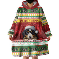 Merry Swissmas Bernese Mountain Dog Wearable Blanket Hoodie Switzerland Christmas Pattern - Wonder Print Shop