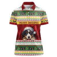 Merry Swissmas Bernese Mountain Dog Women Polo Shirt Switzerland Christmas Pattern - Wonder Print Shop