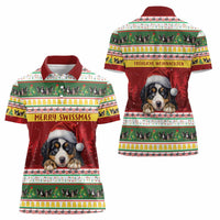 Merry Swissmas Bernese Mountain Dog Women Polo Shirt Switzerland Christmas Pattern - Wonder Print Shop