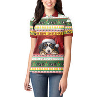 Merry Swissmas Bernese Mountain Dog Women Polo Shirt Switzerland Christmas Pattern - Wonder Print Shop