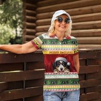 Merry Swissmas Bernese Mountain Dog Women Polo Shirt Switzerland Christmas Pattern - Wonder Print Shop