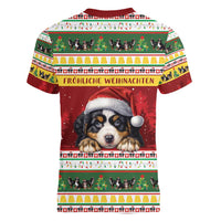 Merry Swissmas Bernese Mountain Dog Women V-Neck T-Shirt Switzerland Christmas Pattern - Wonder Print Shop